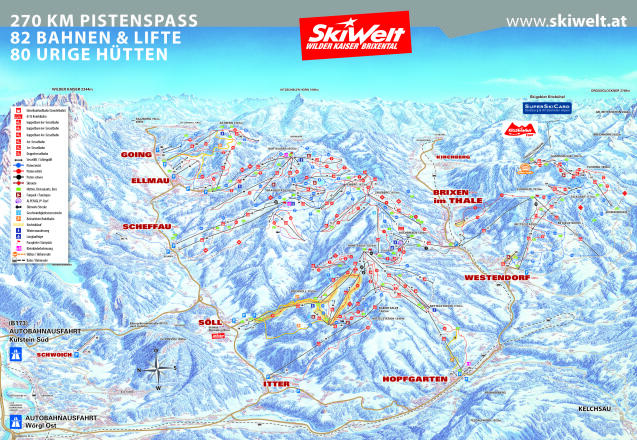 Plan des pistes de Kelchsau – SkiWelt